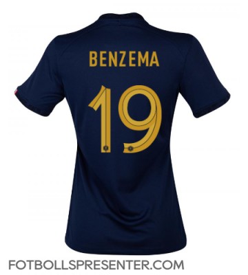 Frankrike Karim Benzema #19 Hemma Matchtröja Dam VM 2022 Kortärmad